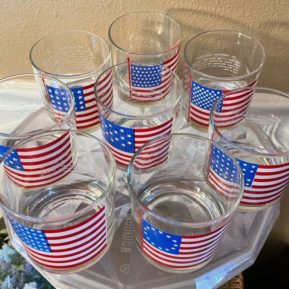 Libbey USA Flags with History on back Set of 8 Vintage Bar Glasses - Picture 13 of 16